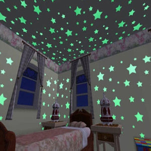 100 pcs. 3D stars glow in the dark Luminous on Wall Stickers for Kids Room living room Wall Decal Home Decoration poster