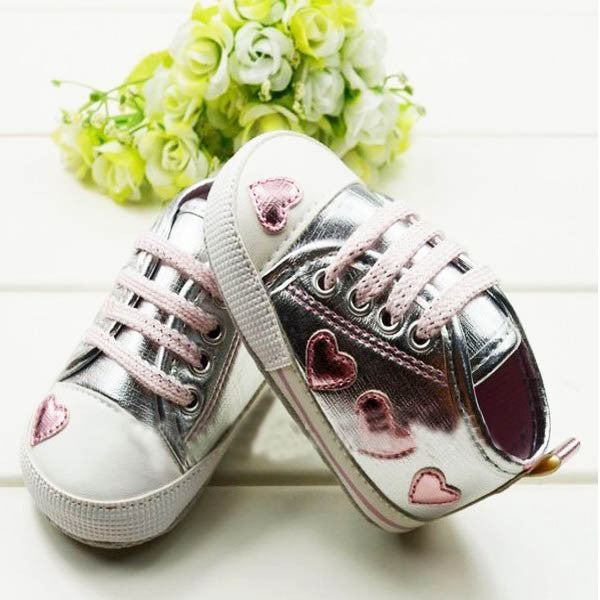Baby Girl Silver Heart Shoes Free+ Shipping