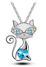 Rhinestones Kitty Cat Pendant Necklace