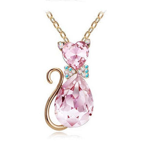 Austrian Crystal Cat Necklace