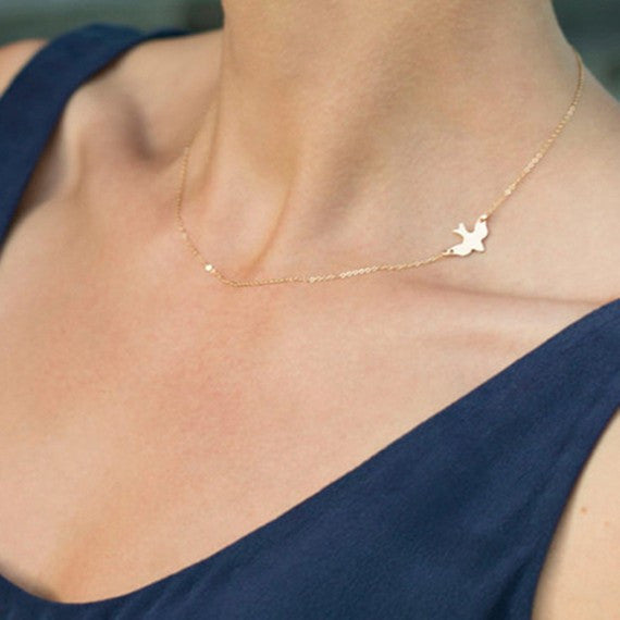 Gold Bird Necklace Free+Shipping