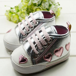 Baby Girl Silver Heart Shoes Free+ Shipping