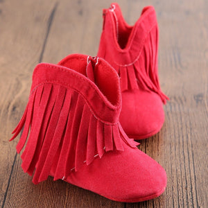 SUEDE LEATHER BABY MOCCASIN FRINGE BOOT FREE+SHIPPING