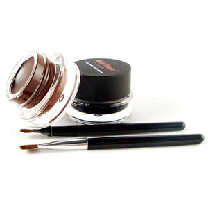 Waterproof Eyeliner Dual  Gel Makeup Cosmetic + Brush Black
