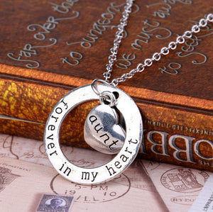 Forever in My Heart Circle Pendant Grandma Necklace