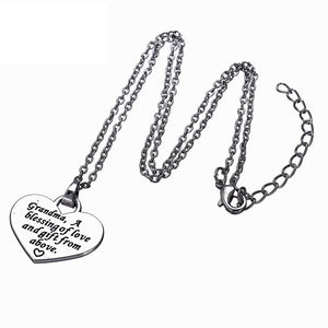 Simple Silver Plated Grandma Charm Blessing Necklace