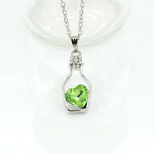 Crystal Heart In Bottle Pendant Silver Necklace