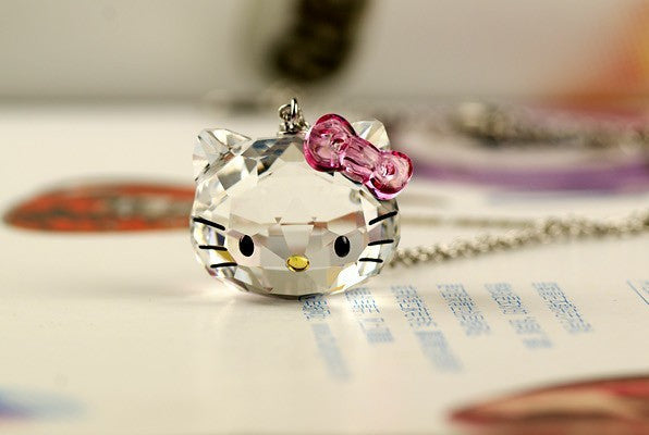 Swarovski HELLO KITTY Cute Pink Glamorous Necklace Clavicle Chain 5228241  silver necklace | Shopee Thailand