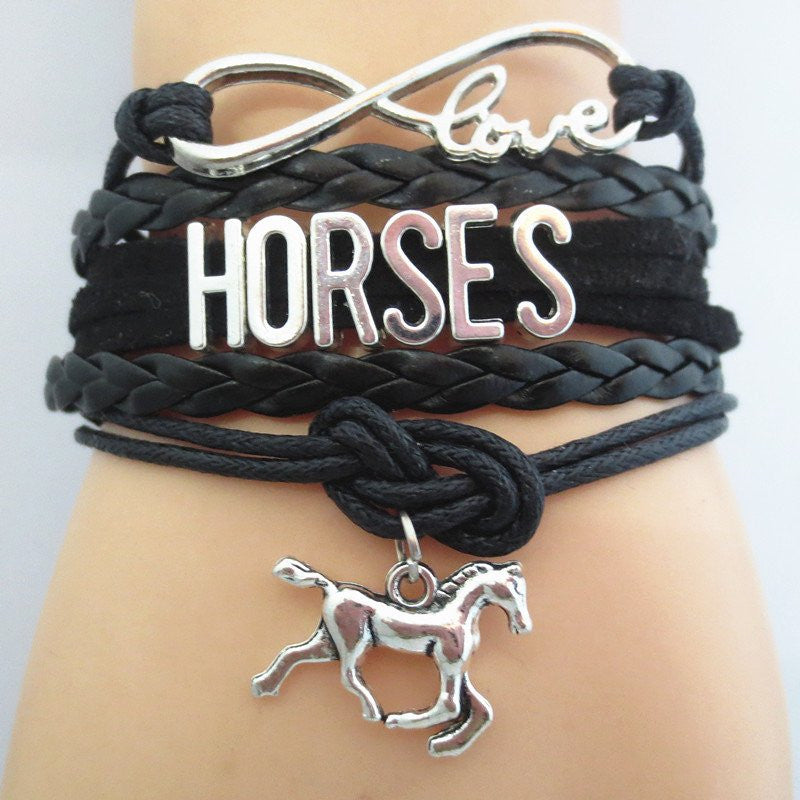 Infinity Love Horses Charm Bracelet Free+Shipping
