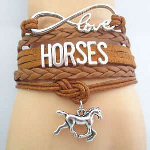 Infinity Love Horses Charm Bracelet Free+Shipping