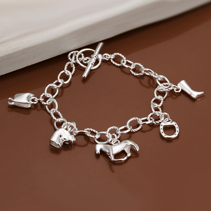 Silver Horse Charm Bracelet