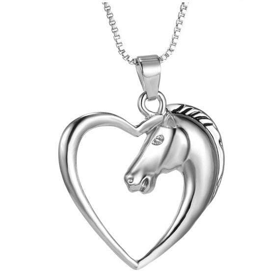 Heart and Horse Necklace Free+Shipping