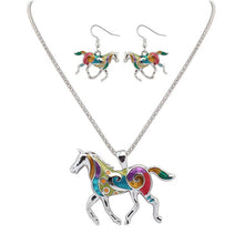 Colorful Horse Necklace&Pendant Drop Earrings