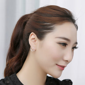 Adorable Rhinestone Ear Cuff Clip Leaf Stud Earrings Free+Shipping