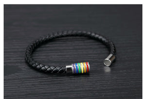 Rainbow Charm Leather Bracelet