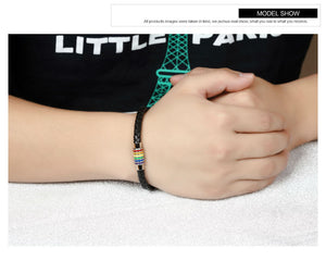 Rainbow Charm Leather Bracelet