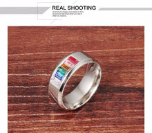 LGBT Pride Rainbow Crystal Stainless Ring Free+Shipping
