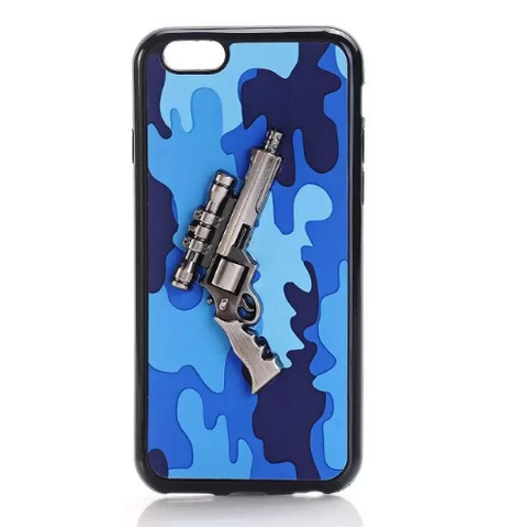 CAMOUFLAGE IPHONE CASE WITH 3D METAL GUN FREE + SHIPPING