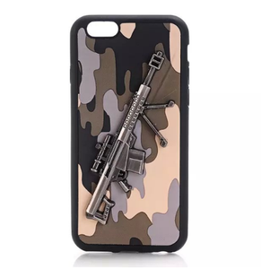 CAMOUFLAGE IPHONE CASE WITH 3D METAL GUN