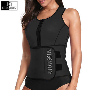 Neoprene Sauna Suit Tank Top Vest with Adjustable Waist Trimmer Trainer Slimming Women Weight Loss Adjustable Waist Shaper Belt